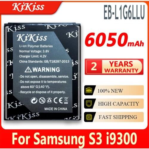KiKiss 6050mAh EB-L1G6LLU Battery for Samsung Galaxy S3 S 3 SIII I9300 I9308 L710 I535 I9300i T999 EB L1G6LLU with NFC