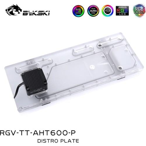 BYKSKI Acrylic Tank use for Tt Premium AH T600 Computer Case / 3PIN 5V D-RGB / Combo DDC Pump Cool Water Channel Solution