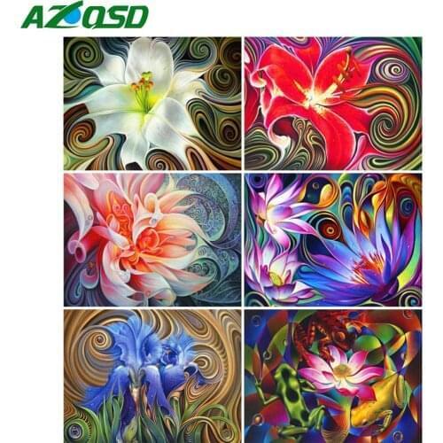 AZQSD Full Drill Diamond Embroidery Lily Mosaic Rhinestones Diamond Painting Flower Mosaic Cross Stitch Handmade Home Decor