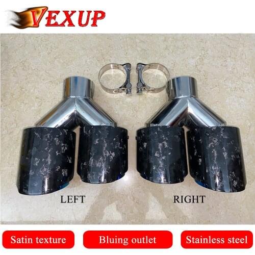 Car Forged Carbon Fiber Muffler Tip Y Shape Exit Exhaust Pipe Mufflers Nozzle Decoration Universal Stainless Bluing Outlet