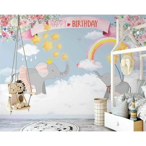 Beibehang Custom hand-painted modern baby elephant childrens room new nordic background wall papers home decor wallpaper