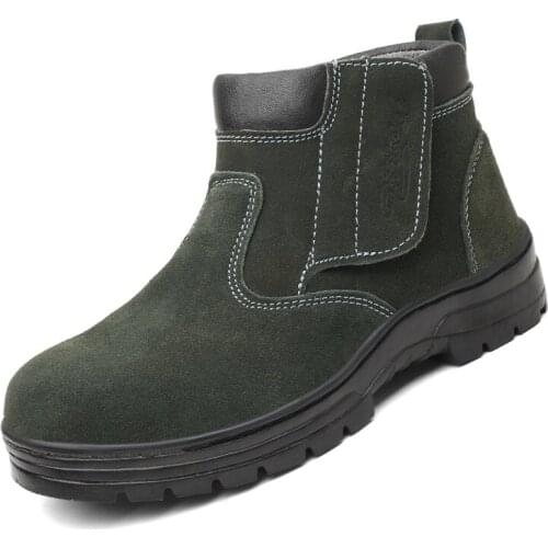 Big size mens leisure steel toe covers work safety boots worker platform welding shoes cow suede leather boot security botas
