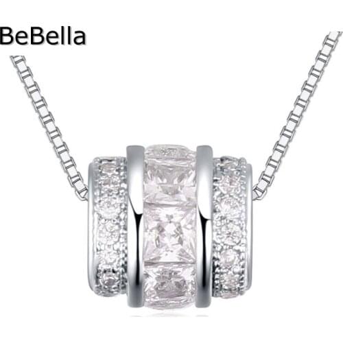 BeBella Round Cubic Zirconia Stone Bead Pendant Necklace Original Fashion Brand Jewelry For Women Girls Bride Jewelry Gift