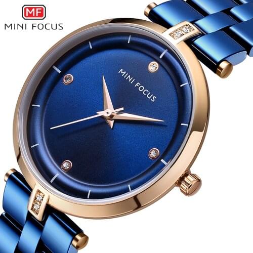 MINI FOCUS Women Watches Top Luxury Brand Blue Fashion Lady Charm Dress Wristwatch Waterproof Simple Style Ladies Gift Clock