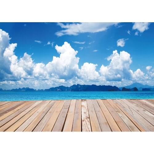 Summer Seaside Wooden Plank Photo Studio Backdrops Vinyl Cloth Photography Backgrounds for Children Portrait Photobooth Props