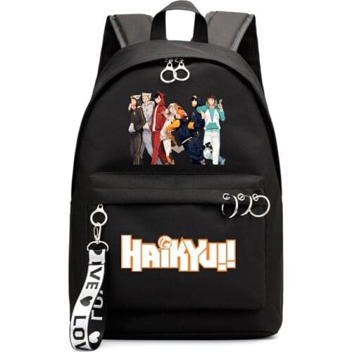 Haikyuu!! Boys Girls Rucksack Fashion Casual Packsack Zipper Schoolbag Backpack Shoulders Laptop Bag Teenger Student Bookbag