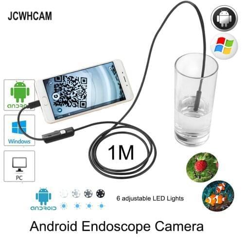 JCWHCAM 8mm Waterproof PC Android Endoscope Camera with 6LED Len OTG Micro USB Endoscopy Borescope for PC Android Phone