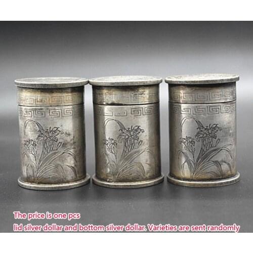 Classical Chinese Collection Home Decoration Antiques Tibetan Silver Flower Tobacco Box Silver Dollar Toothpick Box Storage Box