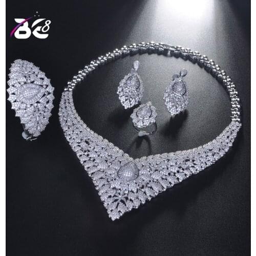 Be 8 New Design Luxury AAA CZ Necklace Pendant Set for Women,high Quality Wedding jewelry Indian Jewelry Sets for Women S196