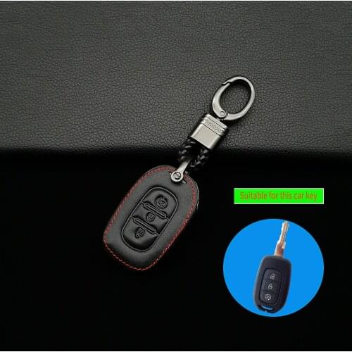 High Quality Leather Key Cover Case For Renault Twingo Duster Logan Captur Laguna Scenic Remote Protect Skin Holder Accessories
