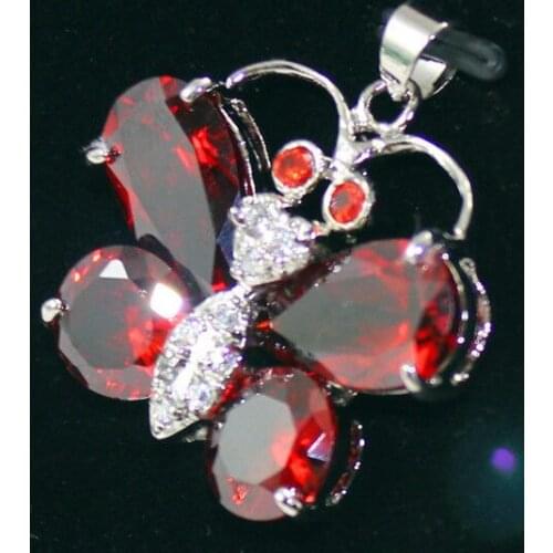 Nice & charming fine jewelry red Crystal Butterfly Pendant Necklace