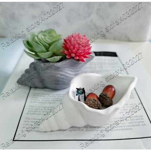 Creative Conch Mini Flower Pot Concrete Cement Mold For Succulent Plants Sea Snail Plaster Storage Box Silicone Molds