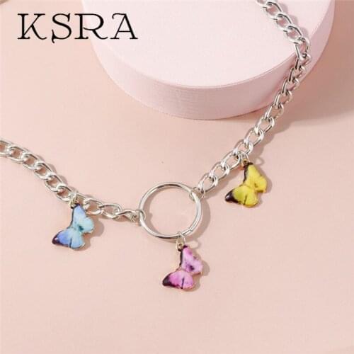 KSRA 2020 New Arrival Butterfly Pendant Choker Necklace INS Fashion Colors Butterfly Necklaces For Women Jewerly Gift