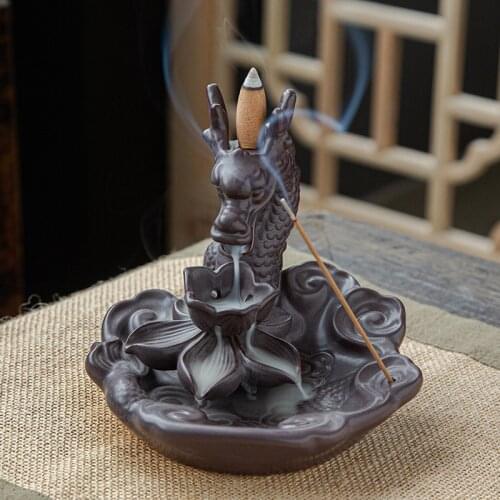 Backflow Incense Burner Creative Ornaments Xianglong Backflow Sandalwood Censer Ceramic Aromatherapy Shu xin raises a gender