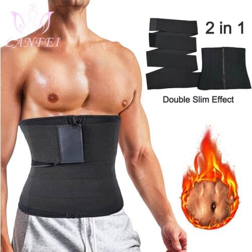 LANFEI Sweat Sauna Waist Trainer Belt Neoprene Men Slimming Body Shaper Strap Tummy Control Hot Thermal Fat Burner Gym Shapewear