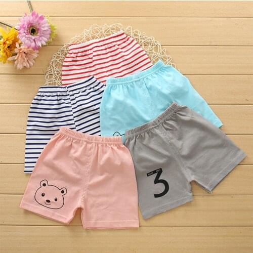 Summer Baby Shorts Kids Clothing Boys Girls Cotton Candy Color Soft Sports Pants Children Cute Stripe Cartoon 1-5Y Infant Shorts