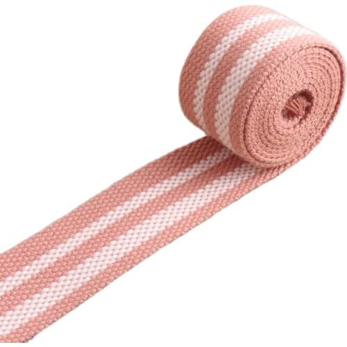 32mm Pink White Striped nylon Webbing cotton webbing Belt Webbing by the yard purse supplies, cotton canvas belt supplies