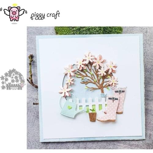 Piggy Craft metal cutting dies cut die mold Flower fence circle frame Scrapbook paper craft knife mould blade punch stencils die