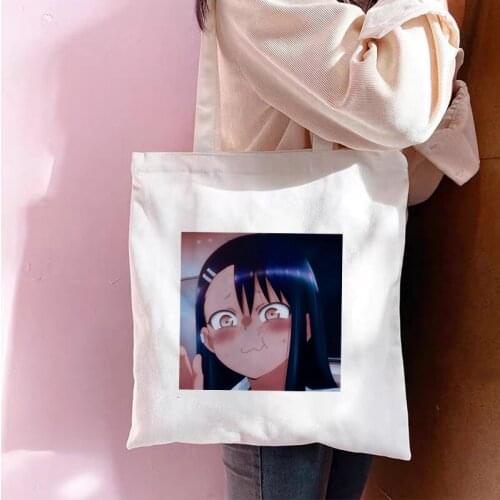 Cartoon Shopper Bags Canvas Shopping Women Tote Bag Japanese Anime Funny Please Don't Bully Me, Nagatoro Handbags Shoulder Bags