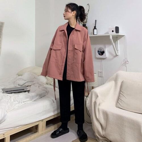 Spring Autumn New Korean Loose Female Student All-Matching Slimming Casual Retro Hong Kong Style Ins Overalls Jacket Fashion