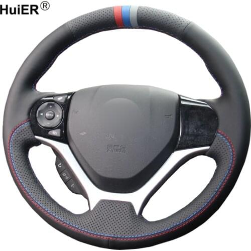 DIY Car Steering Wheel Cover Suede Leather For Honda Civic Civic 9 2012 2013 2014 2015 Braid on the Steering wheel Stuurhoes