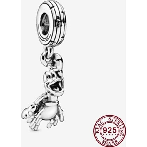 Original 925 Sterling Silver Charm Little Mermaid Sebastian Pendant Fit Pandora Women Bracelet & Necklace Diy Jewelry
