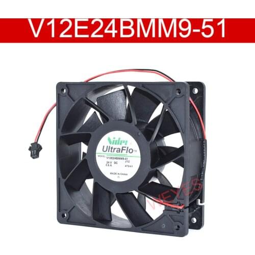 Original V12E24BMM9-51 4724I1 DC 24V 0.6A 120x120x38mm 2 Wires Server Cooler Fan