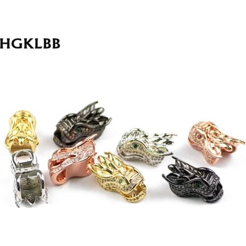 HGKLBB Chinese dragon Pendants 2pcs Copper beads White Zircon Charms Loose Spacer beads Jewelry making bracelet DIY Findings