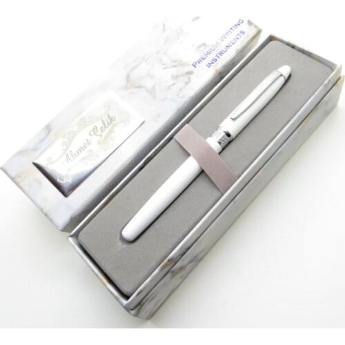 Wings Marble R218 White Lacquer Chrome Roller Pen | İsme Special Pen | Gift Pen