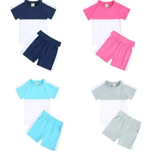 2021 Summer Clothing sets For Children Tracksuits Contrast Color Shorts for Girls Sets Clothes for Boys Newborn Toddler Outfits