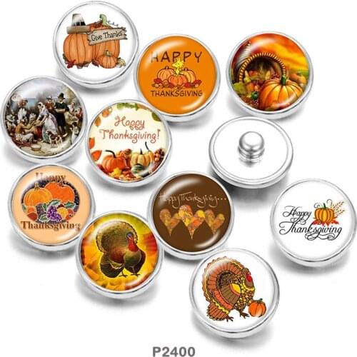 Thanksgiving Painted Stainless steel Glass Cabochons snaps button jewelry Phase Box 20mm Earring CP2400