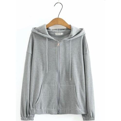 Zip hoodie for women 2021 autumn fashion pocket women Sweatshirt oversize gray pink black Womens coat