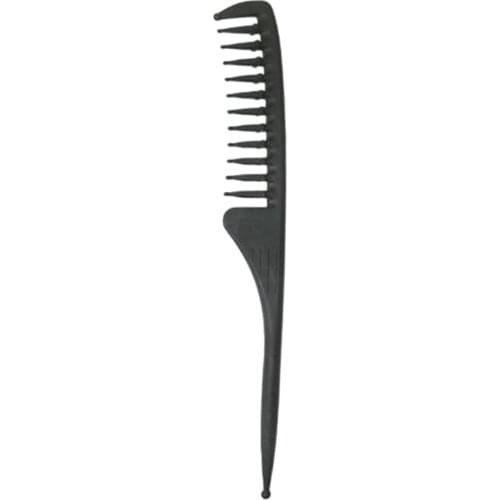 Carbon Wide Tooth Rake Comb with Tail-Strand Waves Strand Waver Texture