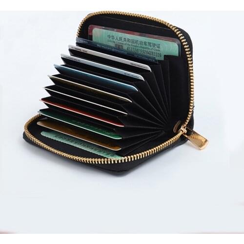 Unisex travel multi-card card holder multi-function PU zipper coin purse card storage bag, portable solid color card bags