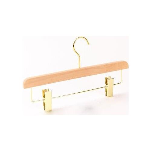 5pcs/lot Solid wood clothes rack original wood without paint high-grade thick gold hook wooden trousers rack, custom LOGO