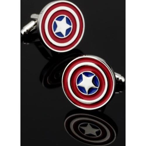 XK382 Captain America Cufflinks red color fashion novelty superheroes design Best Gift for Movie fans wholesale