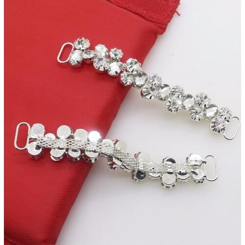 Factory Outlet 2pcs 90mm* 20mm Clear Crystal Rhinestone Bikini connector buckle reinforcement flat chain Metal chain Decorative