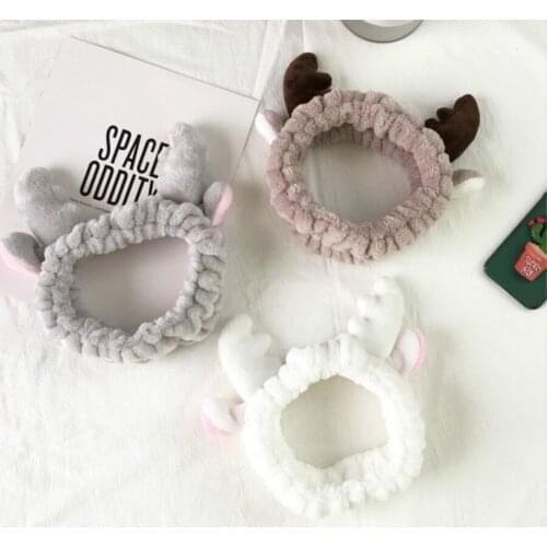 1Pcs Fashion Women Girls Kawaii Antlers Ears Hairband Elastic Headdress Hair Accessories Cotton Makeup Tools