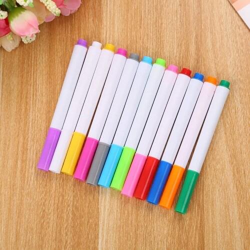 12 Pcs/set Colors Water-soluble Liquid Chalk Childrens Drawing Pen Non-dust Board Chalk Pens Marker Office School Supplies