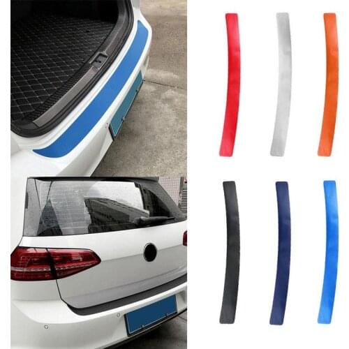 3D Carbon Fiber Film Universal Trunk Rear Guard Plate Sticker Car Rear Bumper Trim Anti-Kicked Scratch Protection Sticker Strip