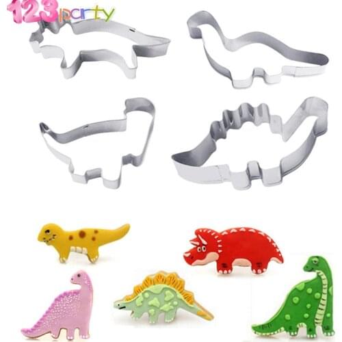 4pcs Dinosaur Cake Cutter Mold Birthday Party Cake Decor baby shower Cute Dinosaur Cake Mold Accessories Dinosaur Party supplies