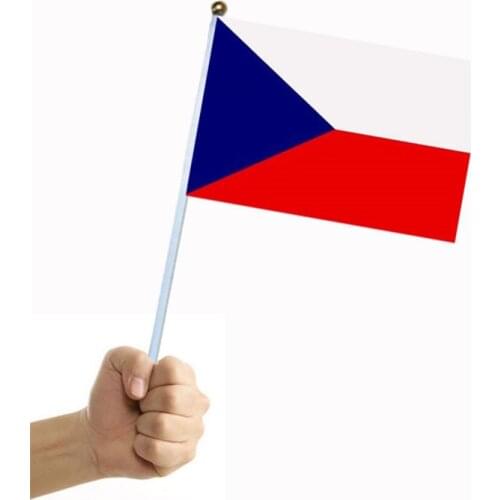 5PCS Czech Republic flag 14*21CM Czech Repbulic Flag the hand national flag with Pole Handing flag
