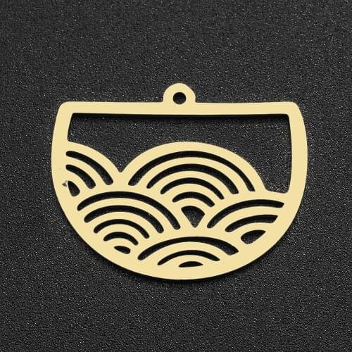 5pcs/lot 100% Gold Stainless Steel Cloud Wave Charm Pendant Wholesale Finding Supplies Jewelry Necklace Making