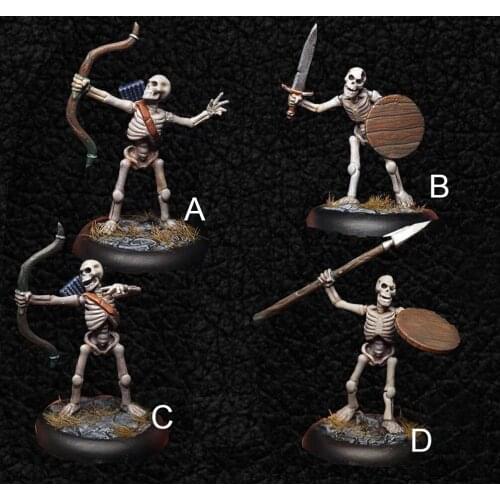 56mm Resin Model Skeleton Archer Spear Warrior Figure Unpaint No Color