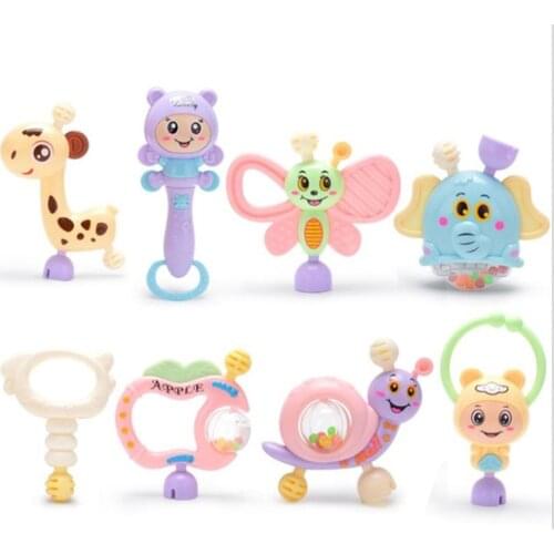 6-10pcs Baby Toys Hand Hold Jingle Shaking Bell Teether Ring Baby Rattles Toys BX0D