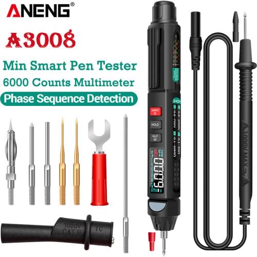 ANENG A3008 Digital Multimeter Auto Intelligent Sensor Pen Tester 6000 Counts NonContact Voltage Meter Multimetre polimetro