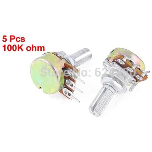 B100K 100K OHM 5% 2W Single Turn Linear Type B Rotary Potentiometer Potenciometro Knurled Shaft Discount x 5 Pcs / Lots