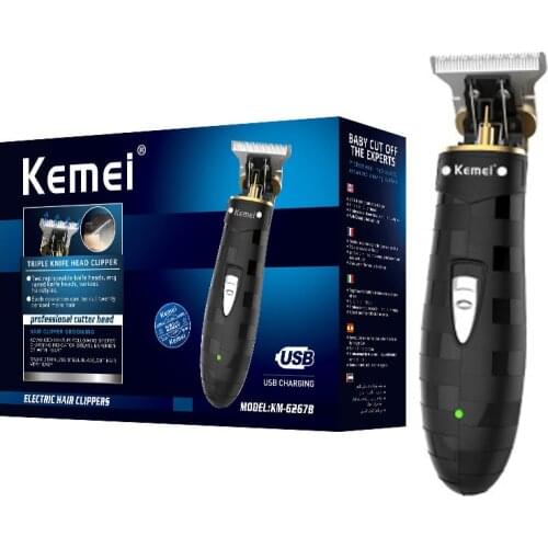 Kemei Cordless Close Cutting Trimmer Powerful Men Grooming 0mm Baldheaded Clipper Barbershop Detail Transparent Skeletons Body