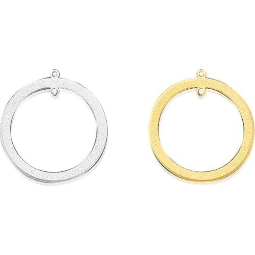 5PCS Aluminum Alloy Bezel Blank Frame Round Hollow Gold Silver Color Bronze Pendants For Jewelry Making Necklace Accessories