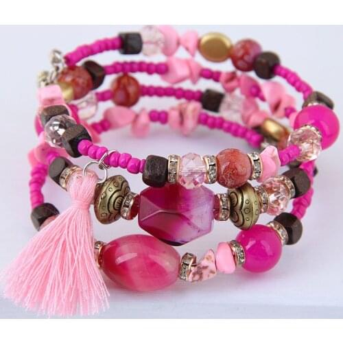 Bossimi shell crystal accessories mix and match multi-layer beaded temperamental elastic bracelet bracelet steel wire stone